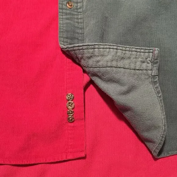 Vtg Lands’ End Colorblock Corduroy Shirt Men’s XL Tall Wide Wale Single Pocket - Picture 13 of 15